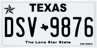 TX license plate DSV9876