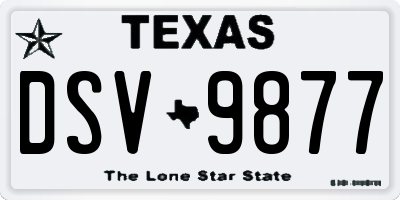 TX license plate DSV9877