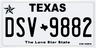 TX license plate DSV9882