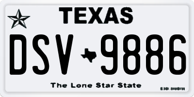 TX license plate DSV9886