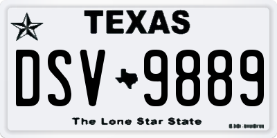 TX license plate DSV9889