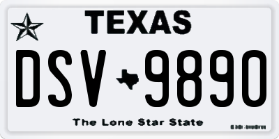 TX license plate DSV9890
