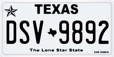 TX license plate DSV9892