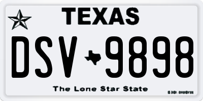TX license plate DSV9898