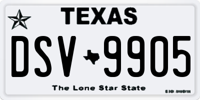 TX license plate DSV9905