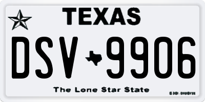 TX license plate DSV9906