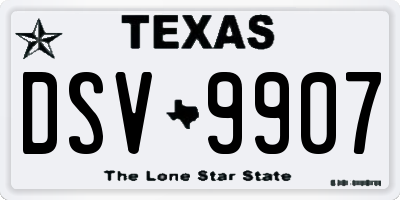 TX license plate DSV9907