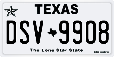 TX license plate DSV9908