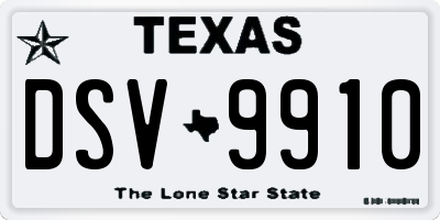 TX license plate DSV9910