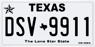 TX license plate DSV9911