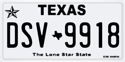 TX license plate DSV9918
