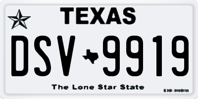 TX license plate DSV9919
