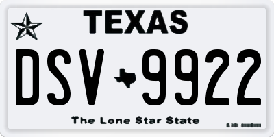 TX license plate DSV9922