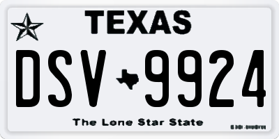 TX license plate DSV9924
