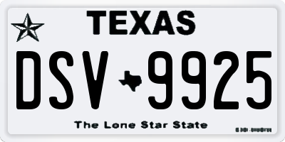 TX license plate DSV9925