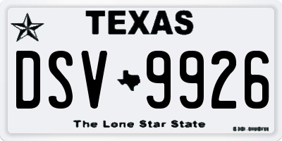 TX license plate DSV9926