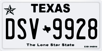 TX license plate DSV9928