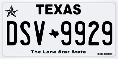 TX license plate DSV9929