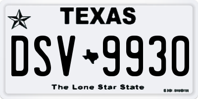 TX license plate DSV9930
