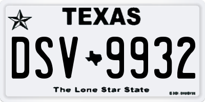 TX license plate DSV9932