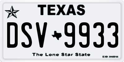TX license plate DSV9933