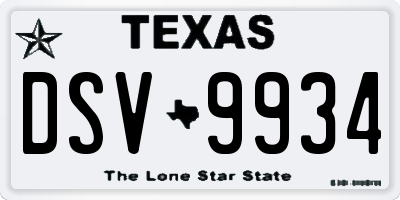TX license plate DSV9934