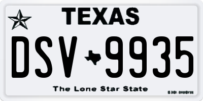 TX license plate DSV9935
