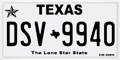 TX license plate DSV9940