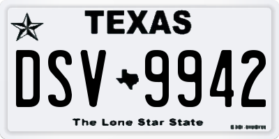 TX license plate DSV9942