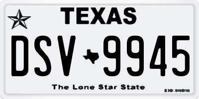 TX license plate DSV9945