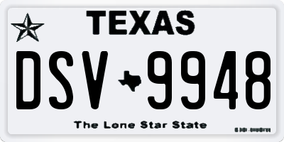 TX license plate DSV9948