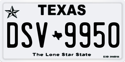 TX license plate DSV9950