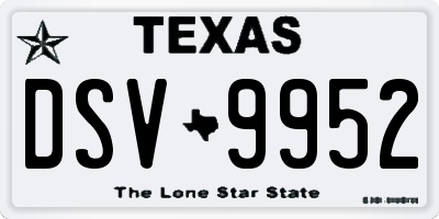 TX license plate DSV9952