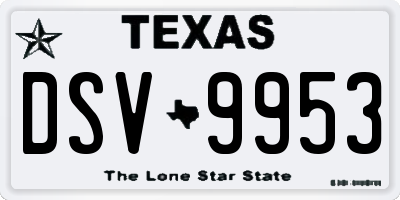 TX license plate DSV9953