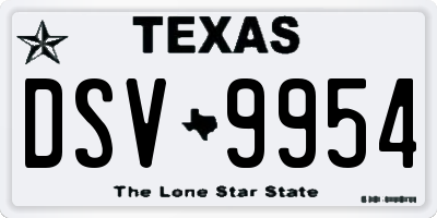 TX license plate DSV9954