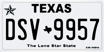 TX license plate DSV9957