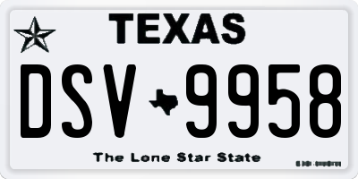 TX license plate DSV9958