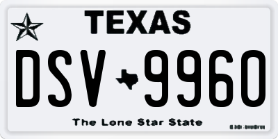TX license plate DSV9960