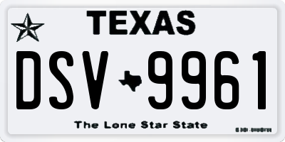 TX license plate DSV9961