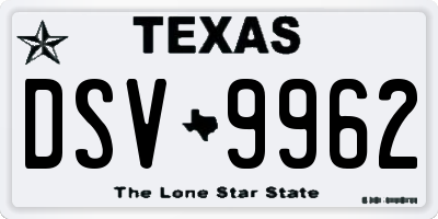 TX license plate DSV9962