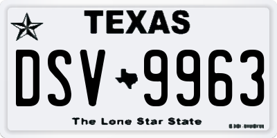 TX license plate DSV9963