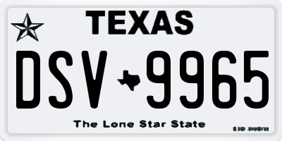 TX license plate DSV9965