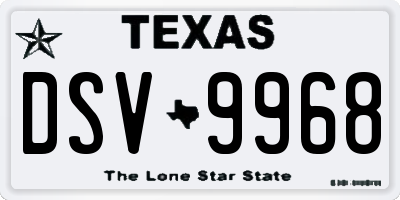TX license plate DSV9968