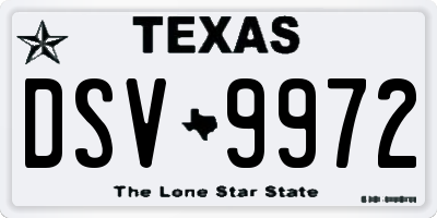 TX license plate DSV9972
