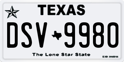 TX license plate DSV9980