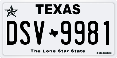 TX license plate DSV9981