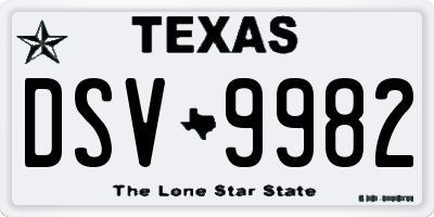 TX license plate DSV9982