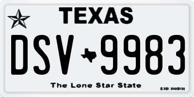 TX license plate DSV9983