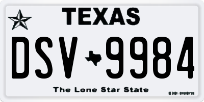 TX license plate DSV9984