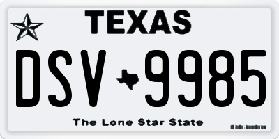 TX license plate DSV9985